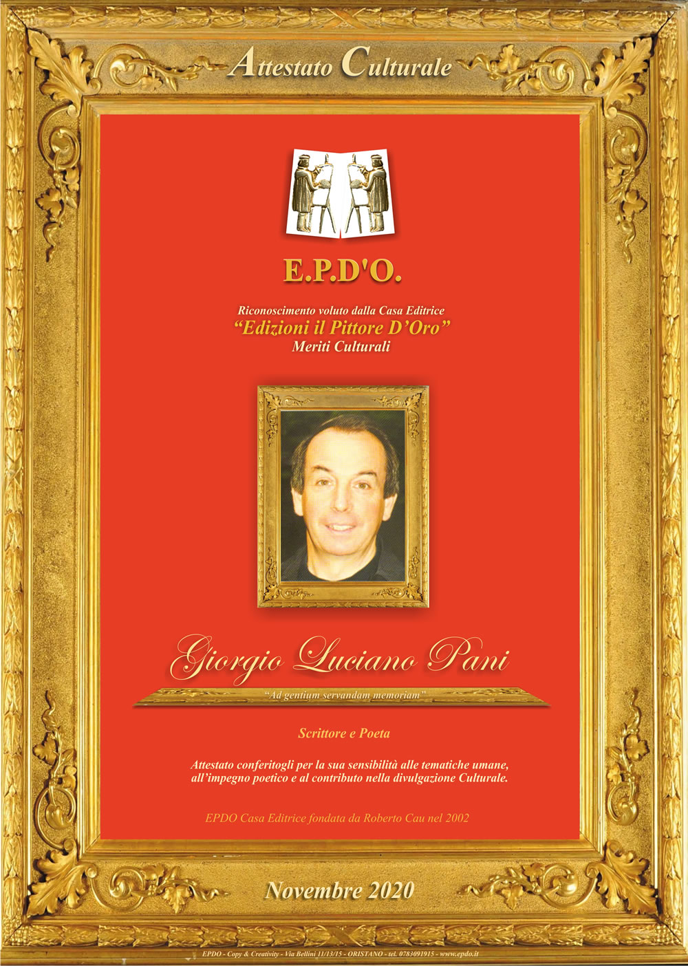EPDO - Attestato Culturale Giorgio Luciano Pani